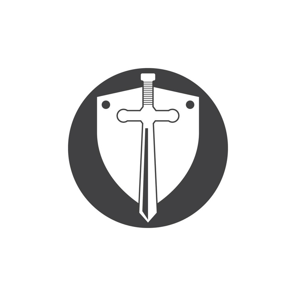 Black Sword War Defend Logo Vector Illustration