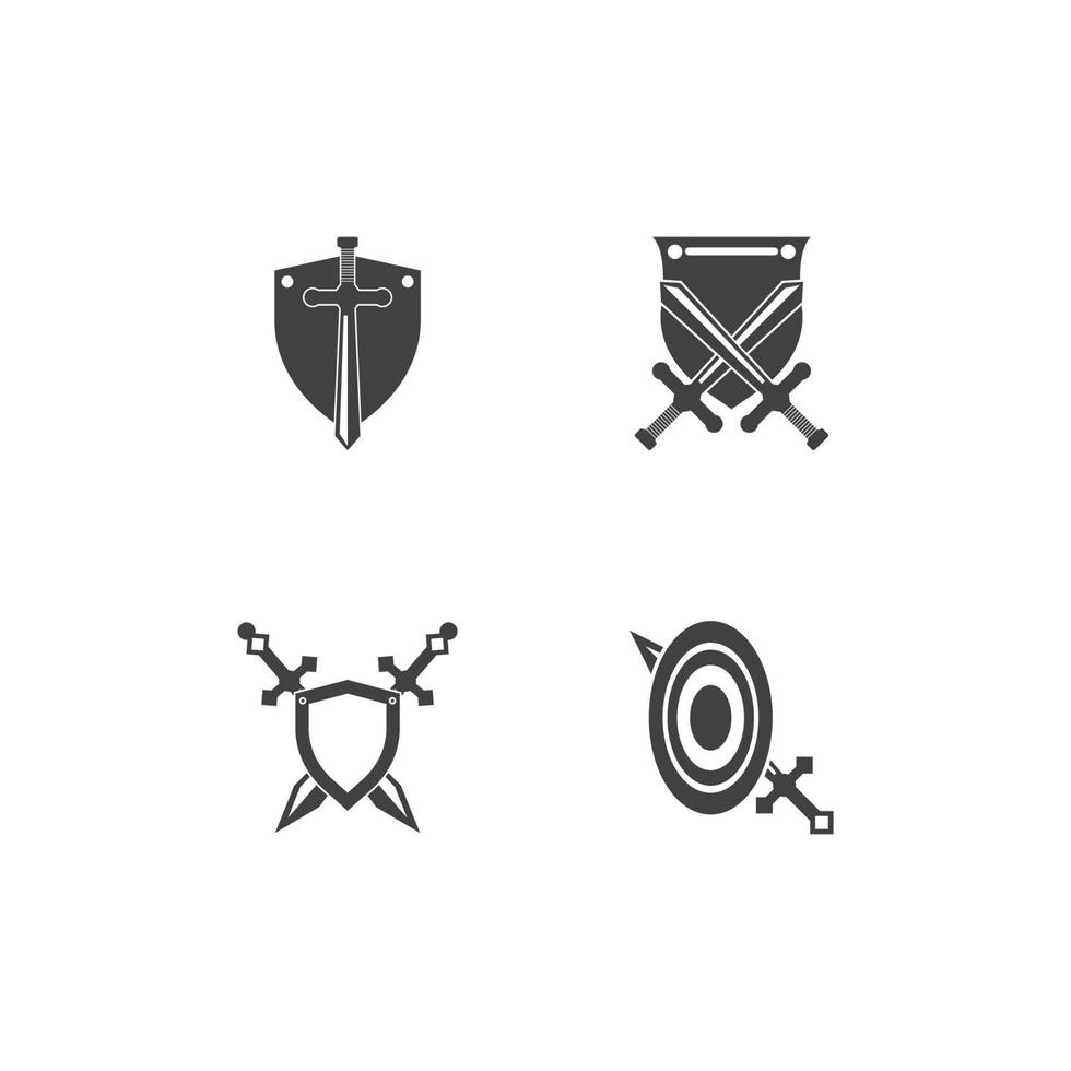 Black Sword War Defend Logo Vector Illustration