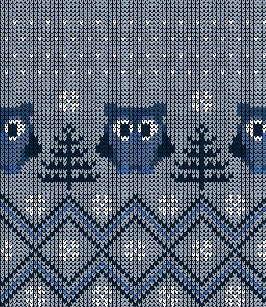 Knitted Christmas and New Year pattern. Wool Knitting Sweater Design. Wallpaper wrapping paper textile print. Eps 10 vector