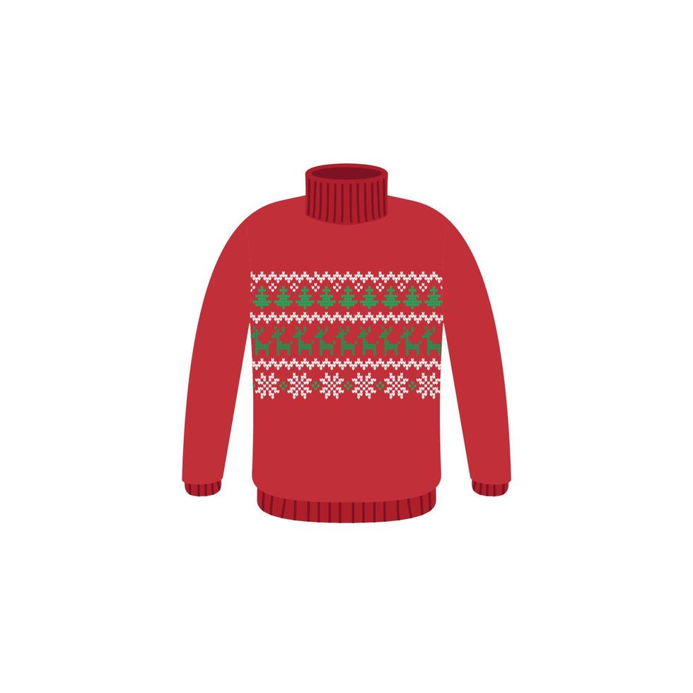 Vector ugly sweaters for Christmas party. Knitted jumpers with winter patterns esp
