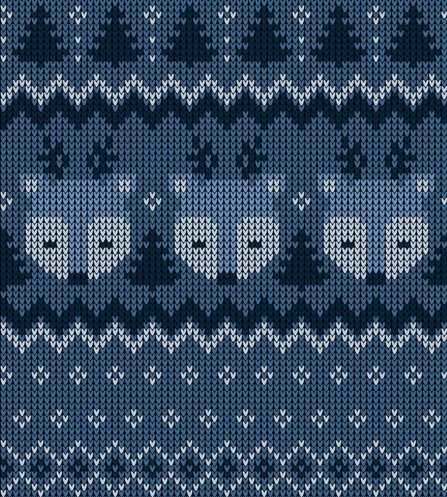 Knitted Christmas and New Year pattern. Wool Knitting Sweater Design. Wallpaper wrapping paper textile print. Eps 10 vector