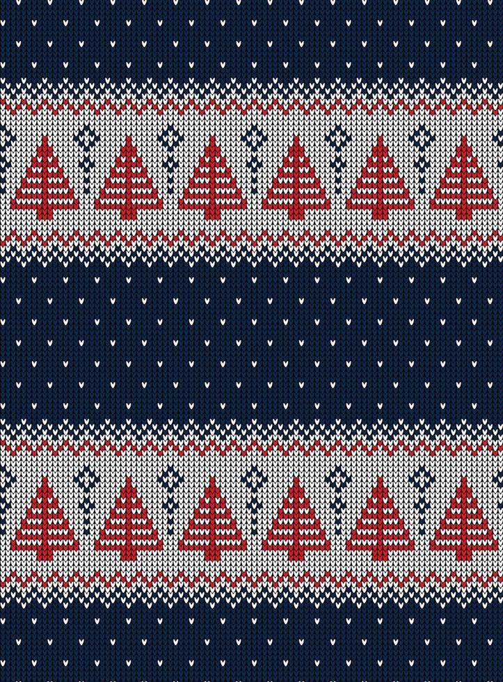 Knitted Christmas and New Year pattern vector