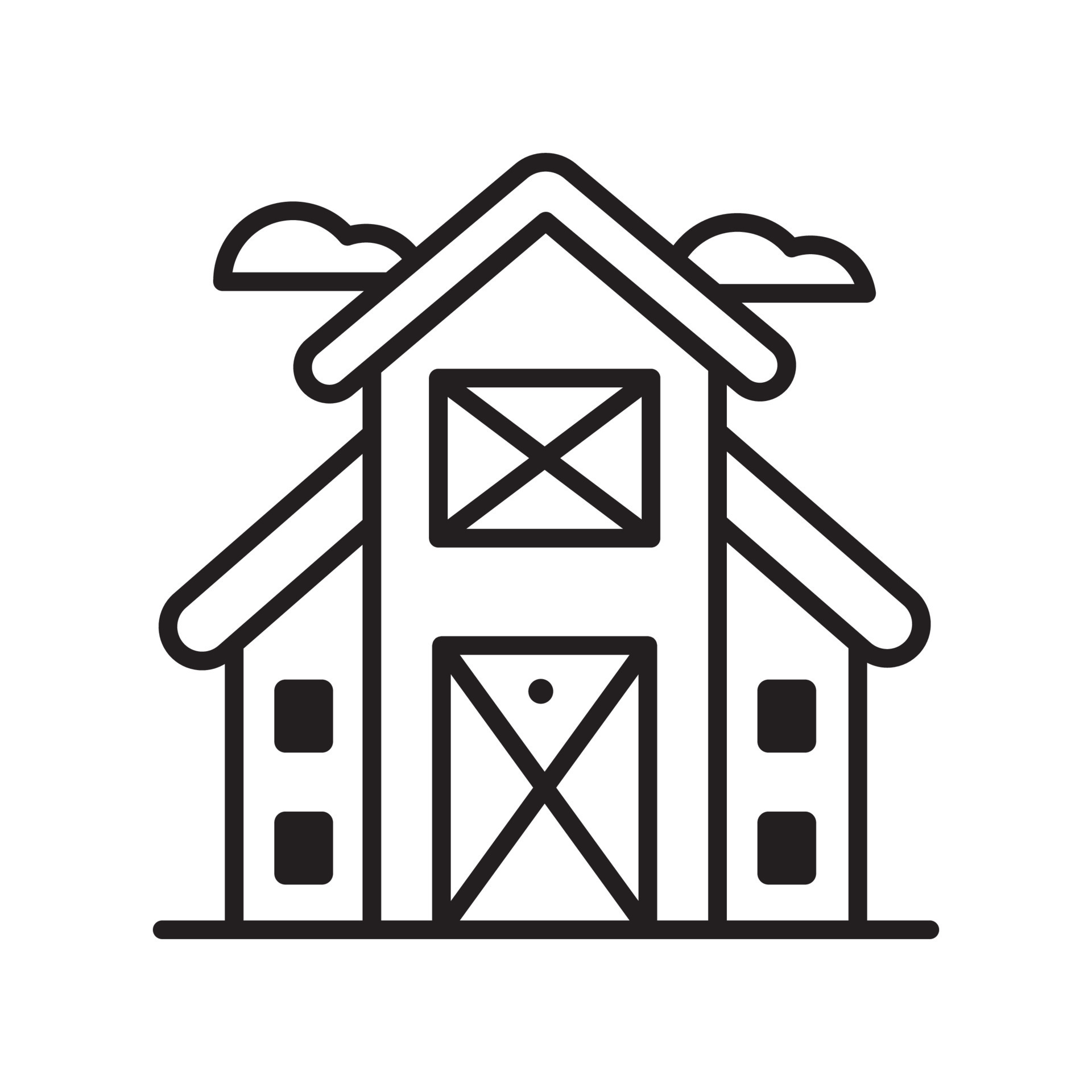 Farmhouse vector outline icon style illustration. EPS 10 file 16081093 ...