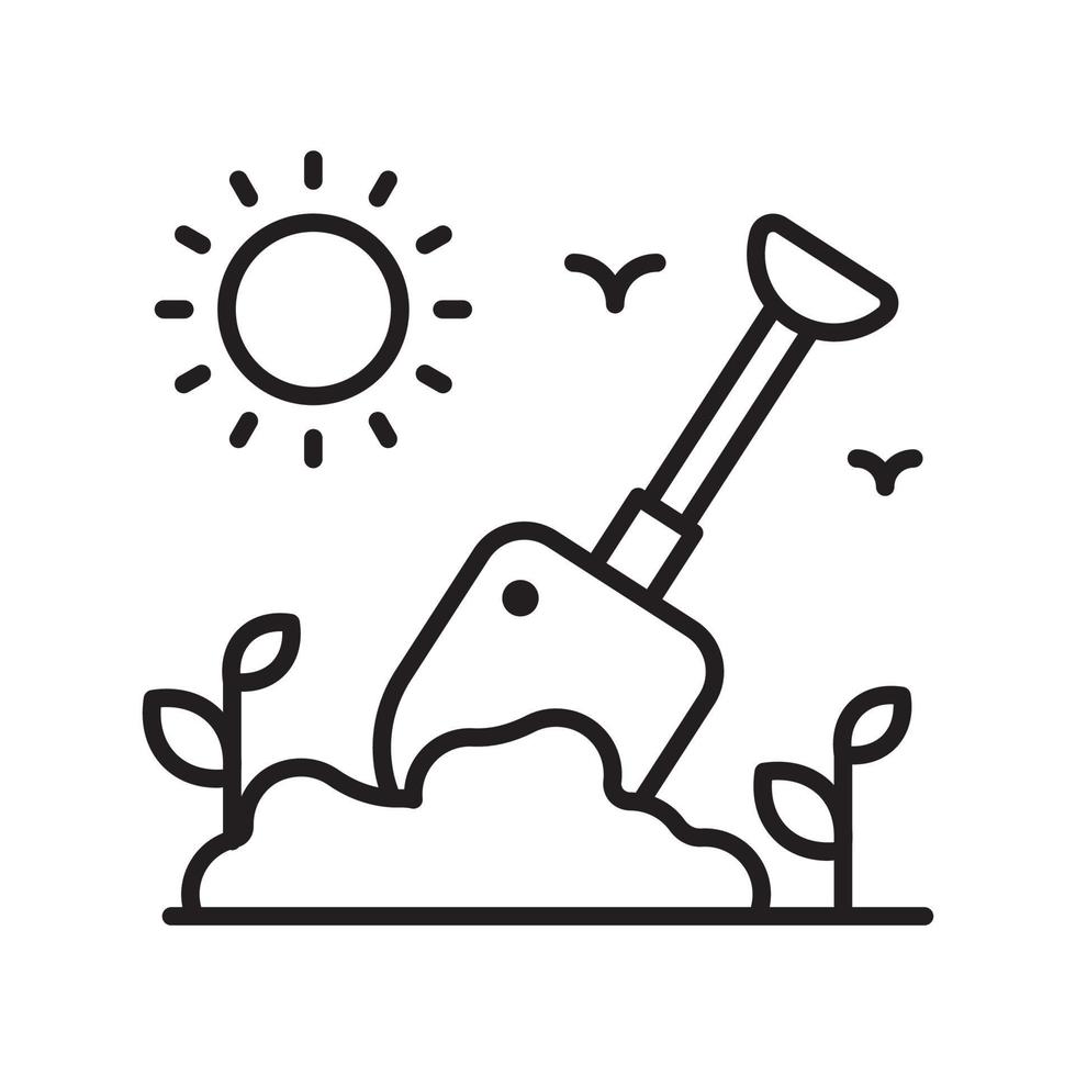 Digging vector outline icon style illustration. EPS 10 file
