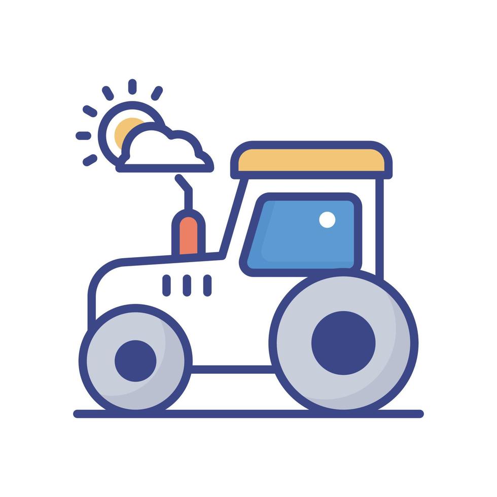 Tractor vector filled outline icon style illustration. EPS 10 file