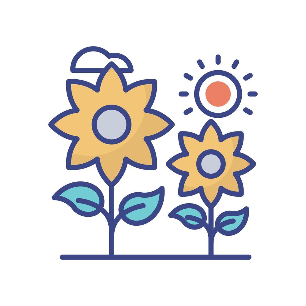 Flowers vector filled outline icon style illustration. EPS 10 file