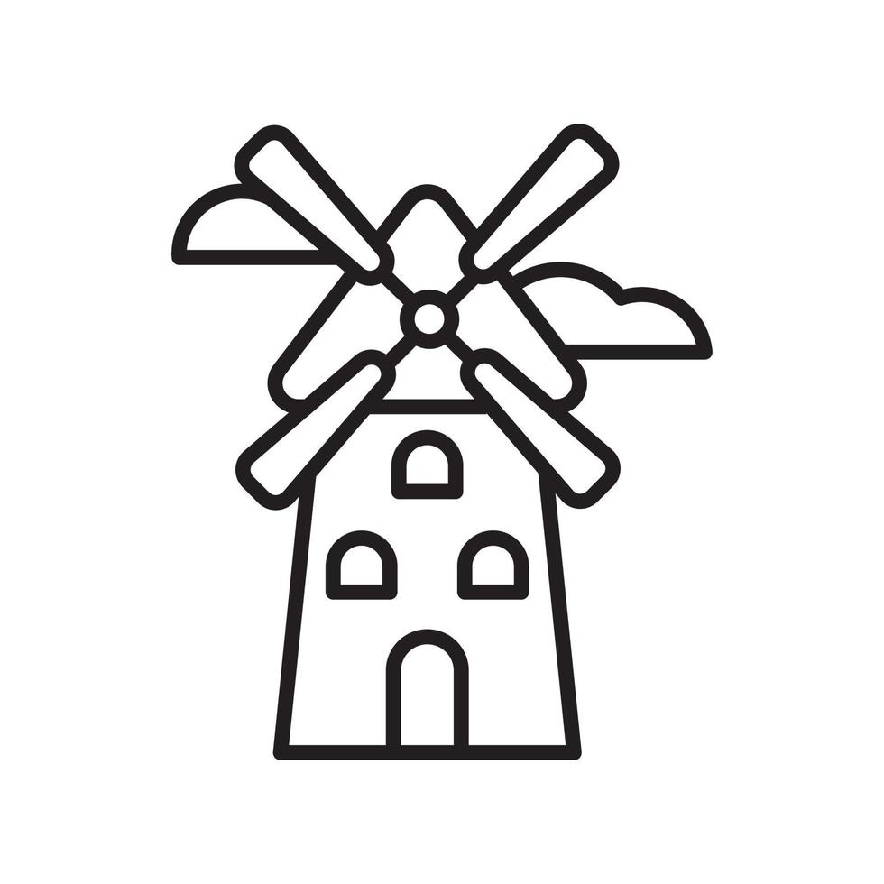 Flour Mill vector outline icon style illustration. EPS 10 file