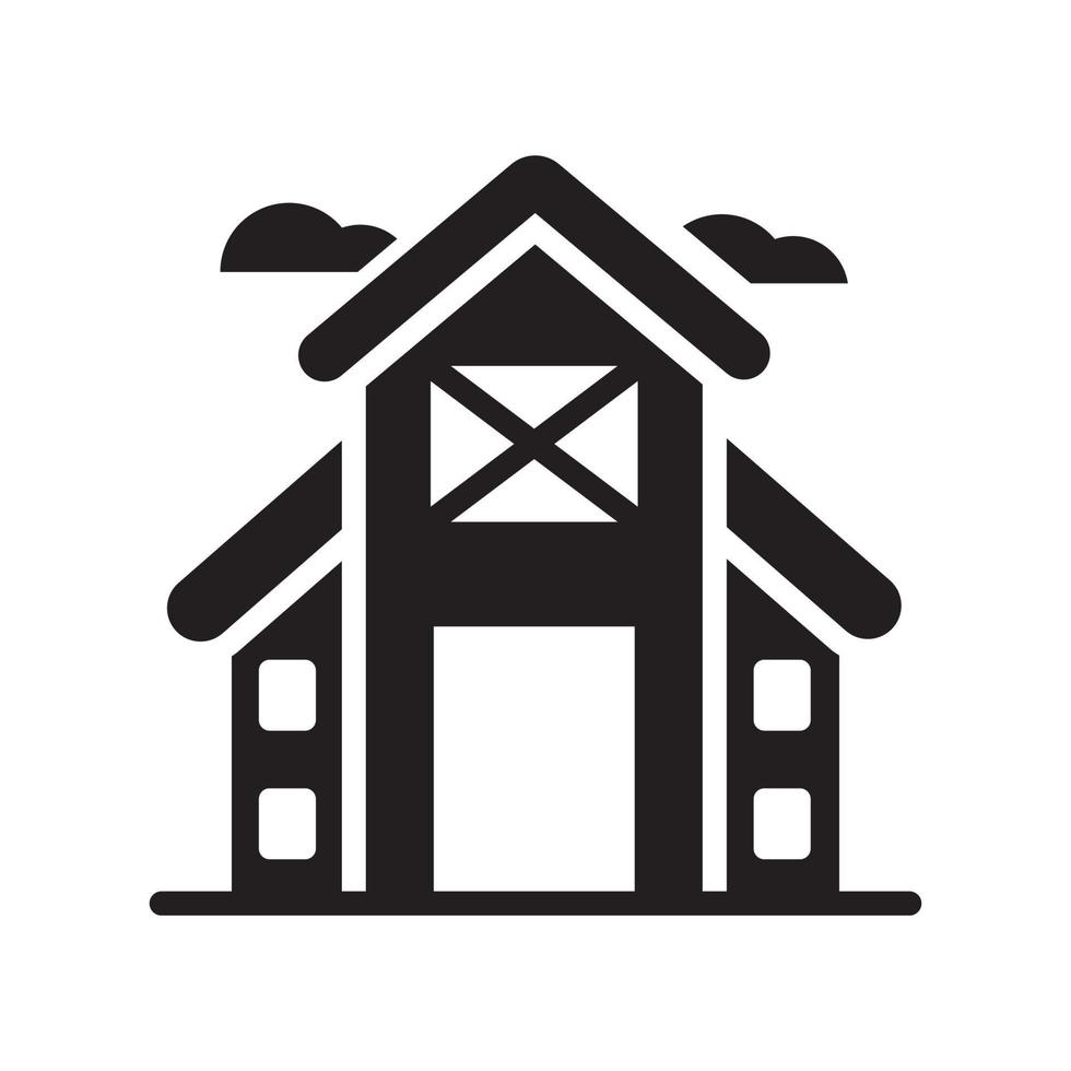 Farmhouse vector Solid icon style illustration. EPS 10 file