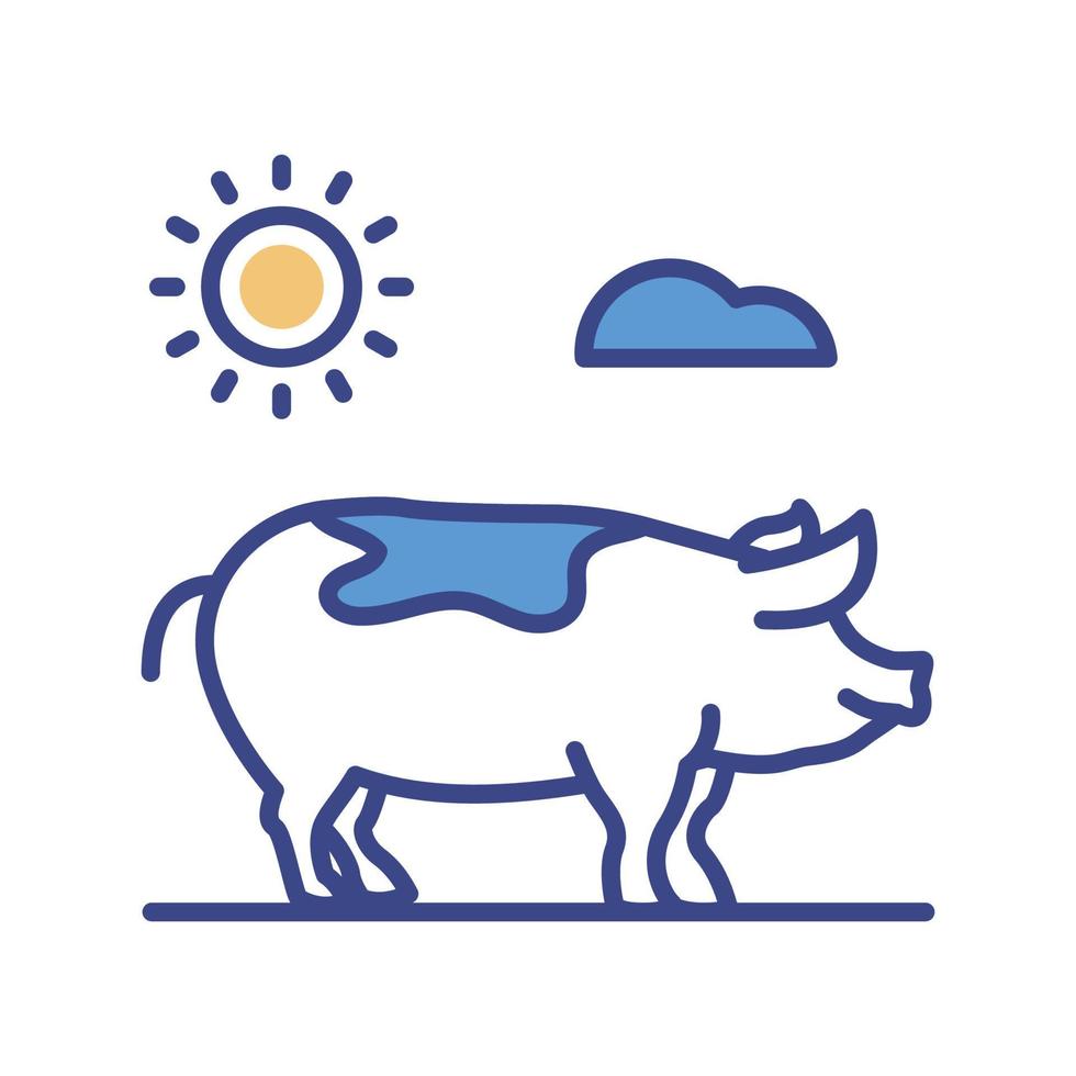 ilustración de estilo de icono de contorno relleno de vector de cerdo. archivo eps 10