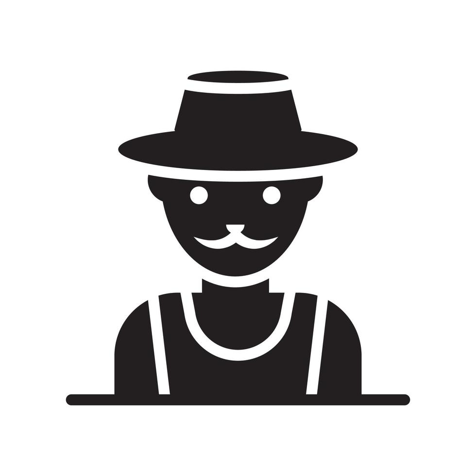 Farmer vector Solid icon style illustration. EPS 10 file
