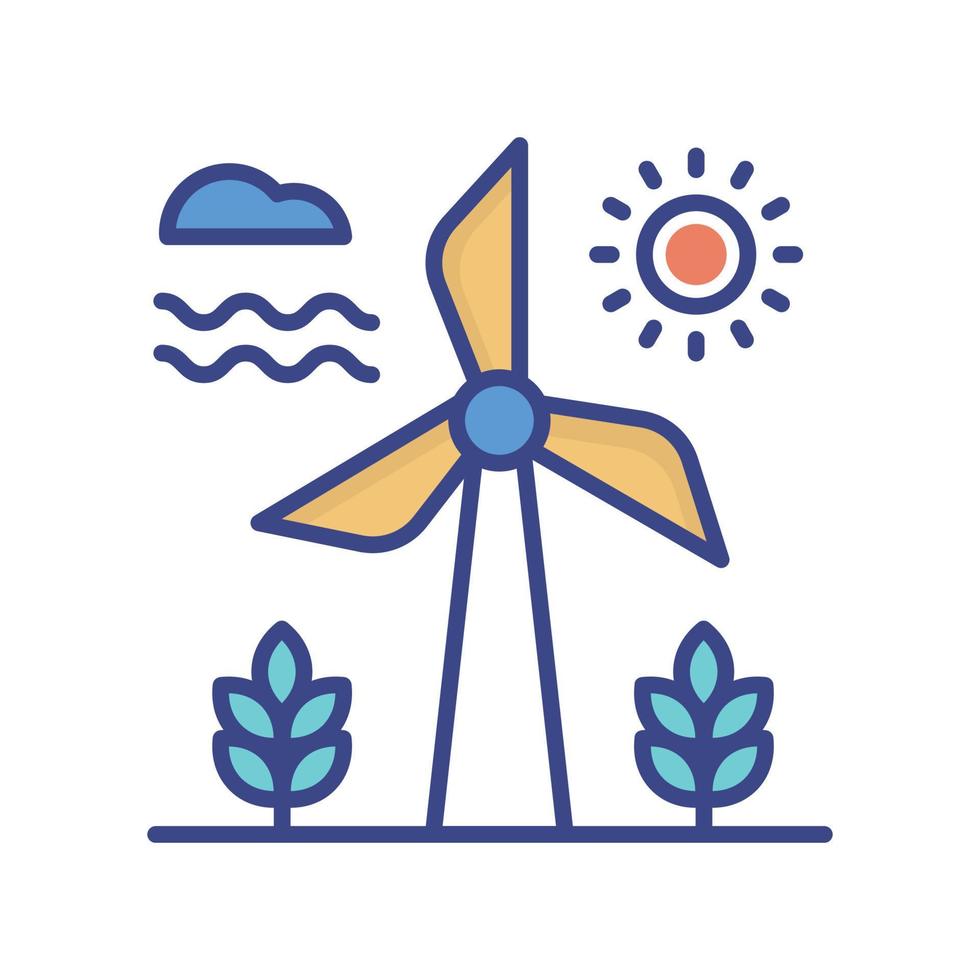 Wind Fan vector filled outline icon style illustration. EPS 10 file