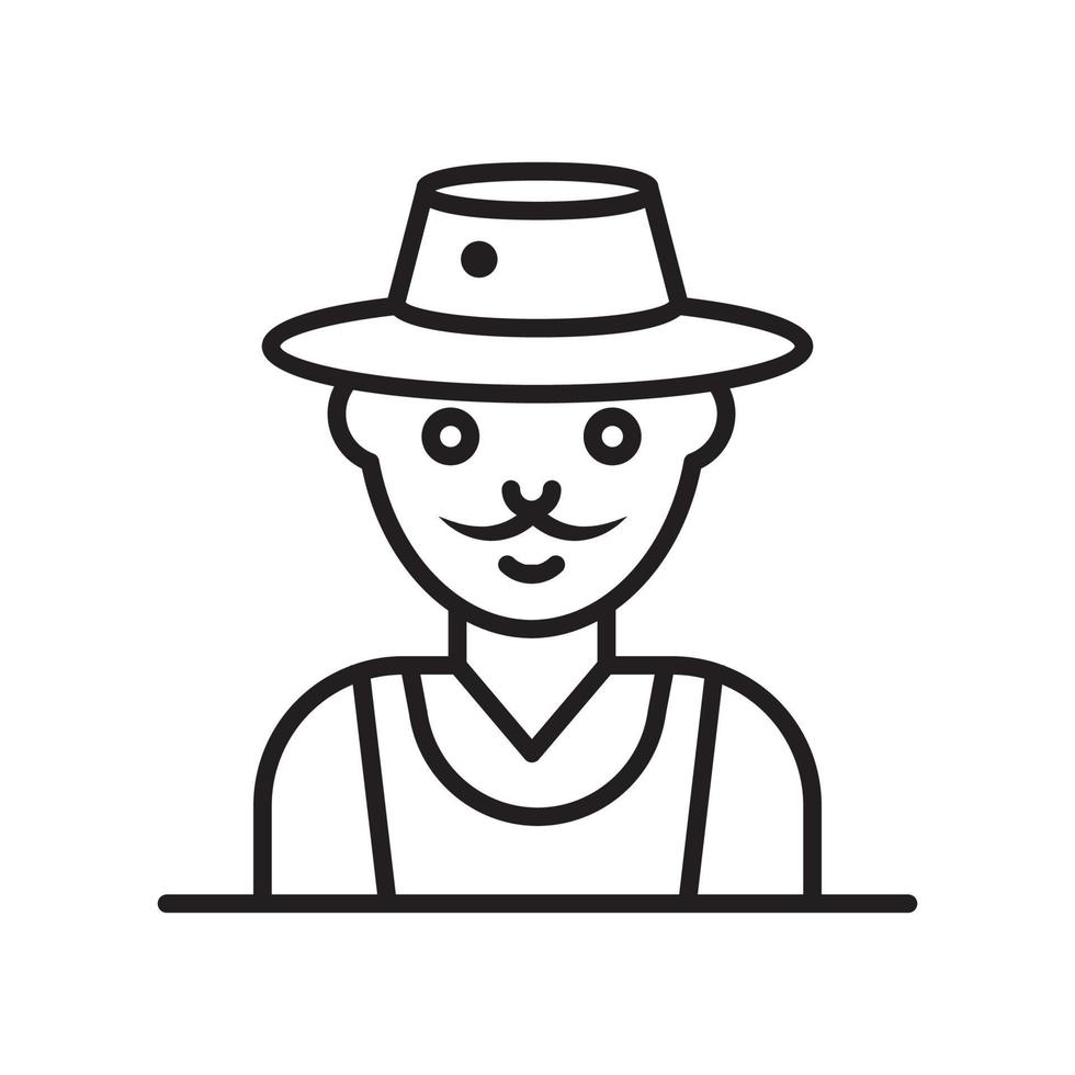 Farmer vector outline icon style illustration. EPS 10 file