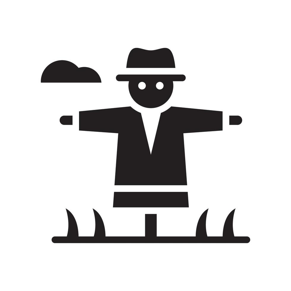 Scarecrow vector Solid icon style illustration. EPS 10 file