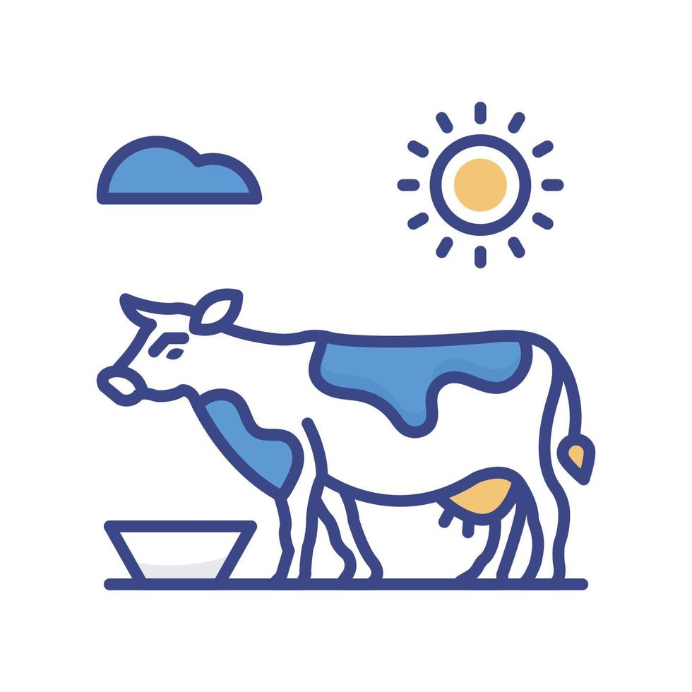 ilustración de estilo de icono de contorno lleno de vector de vaca. archivo eps 10