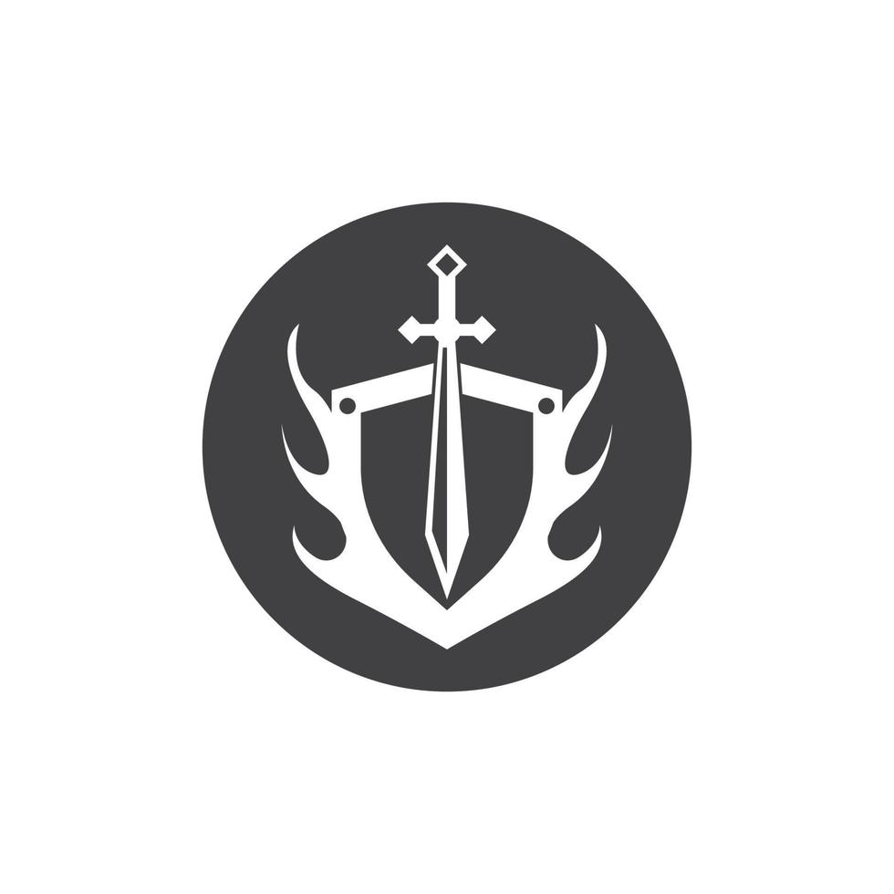 Black Sword War Defend Logo Vector Illustration