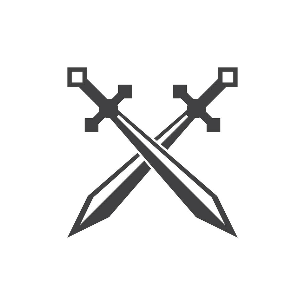 Black Sword War Defend Logo Vector Illustration