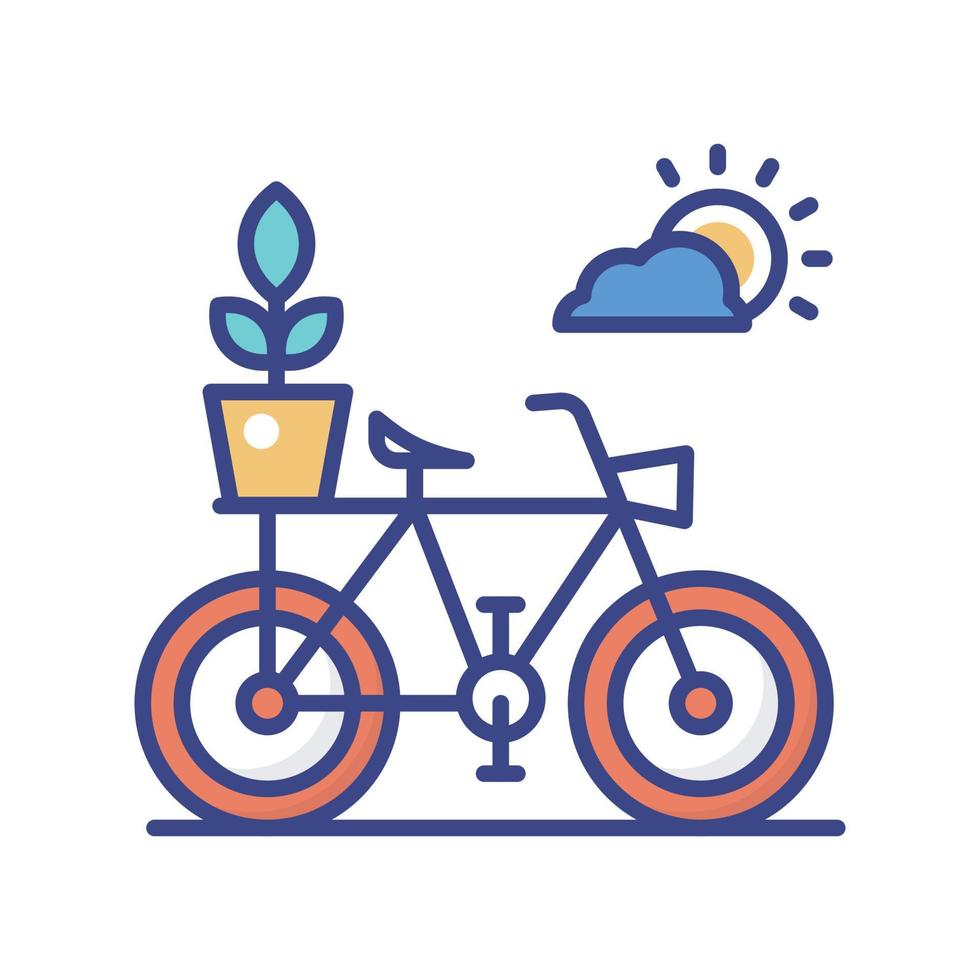 ilustración de estilo de icono de contorno lleno de vector lleno de bicicleta. archivo eps 10