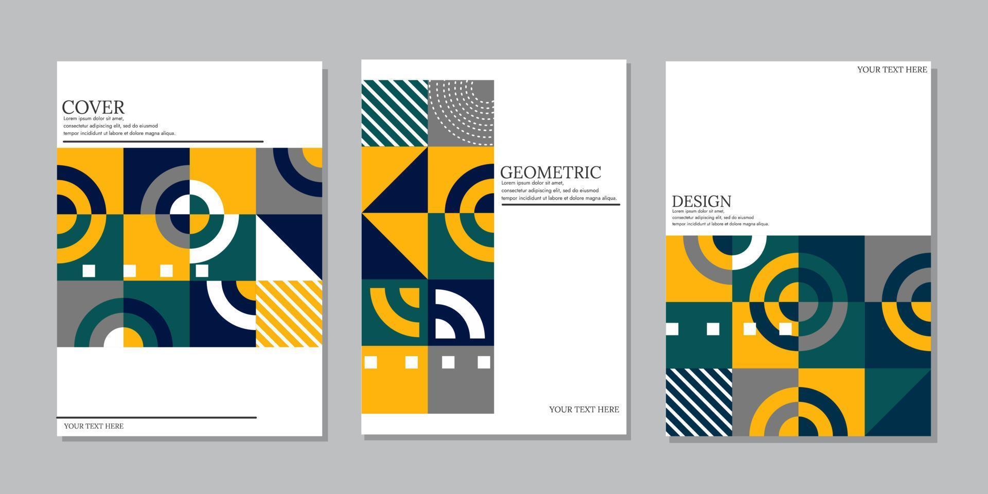 Set of geometric covers. Simple and modern cover collection. Abstract shapes compositions. Vector cover book