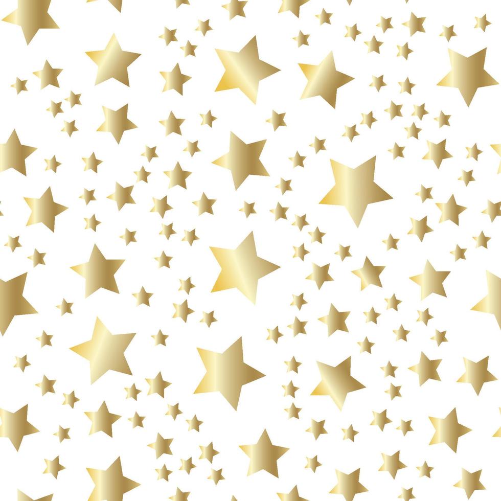 Golden stars background. Night sky seamless pattern vector