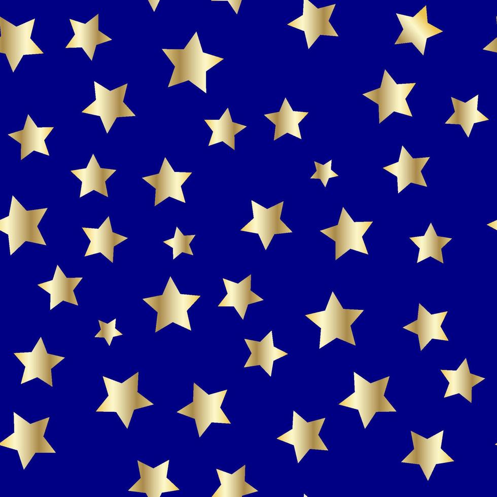 Golden stars background. Night sky seamless pattern vector