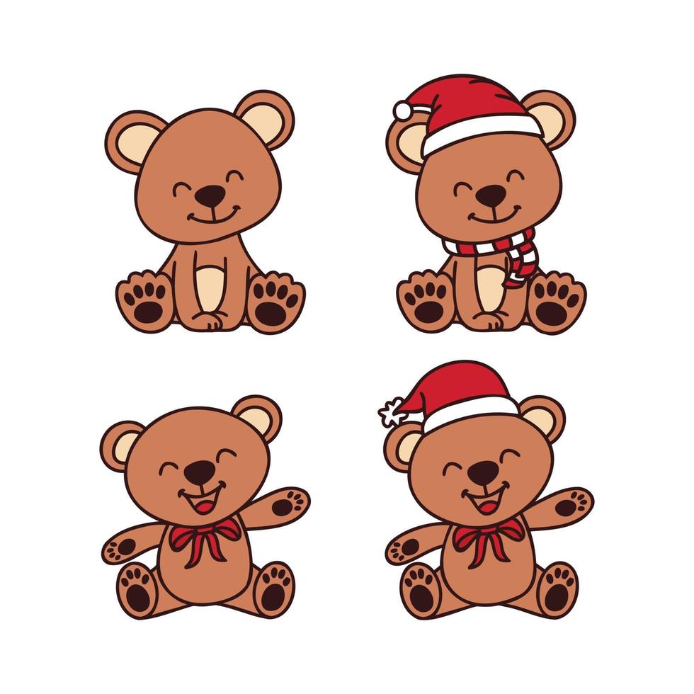 Bear Christmas isolated on white background. vector