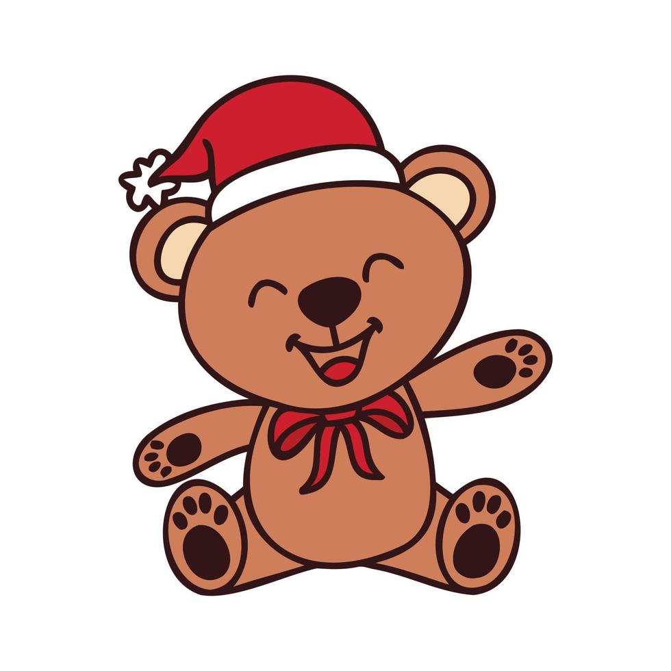Bear Christmas isolated on white background. vector