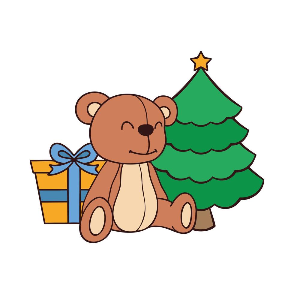 oso navidad aislado sobre fondo blanco. vector