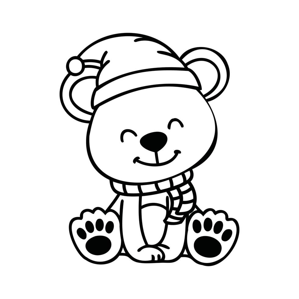 Bear Christmas isolated on white background. vector