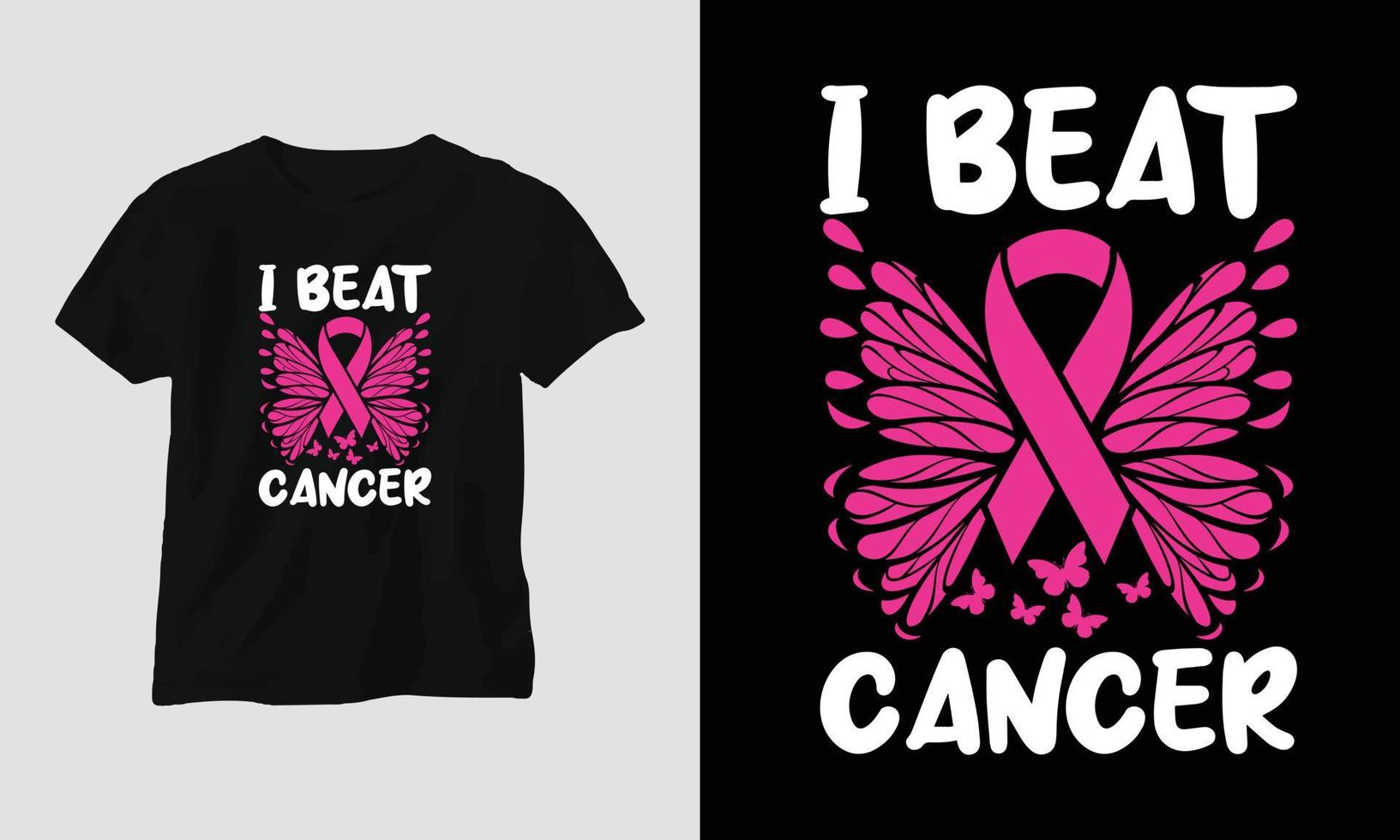 I beat cancer - World Cancer Day Design with Ribbon, Sign, Love, Fist, and Butterfly vector