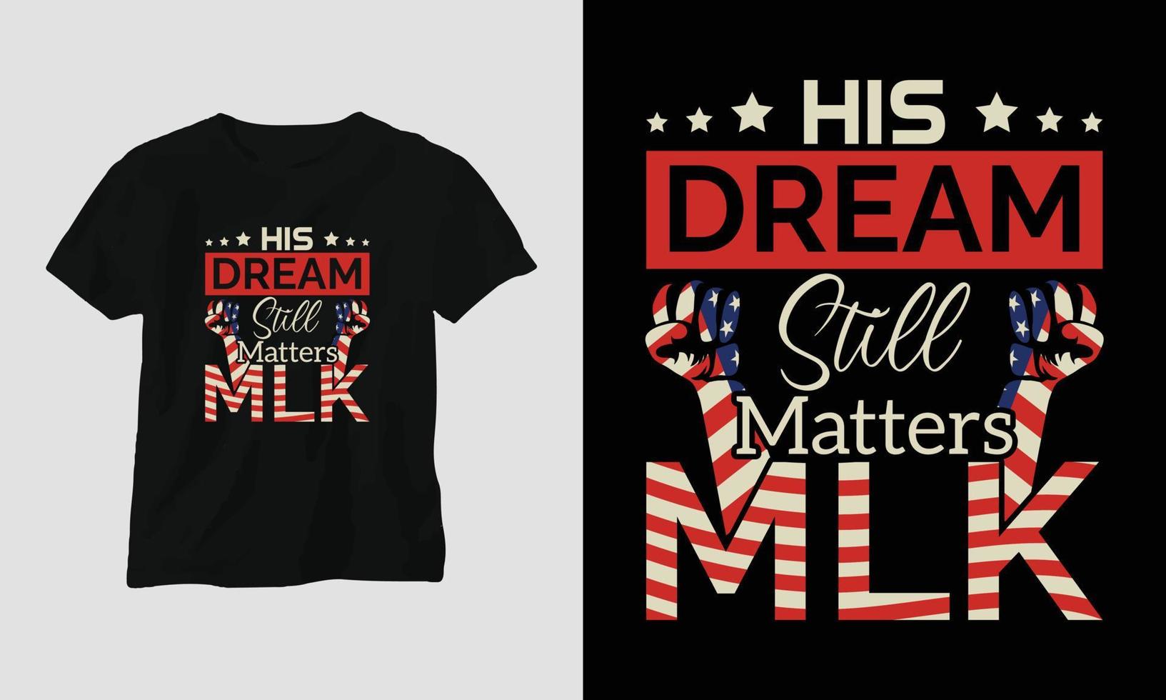 Martin Luther King jr. Day t-shirt Design in USA theme with ribbon, fist, flag vector