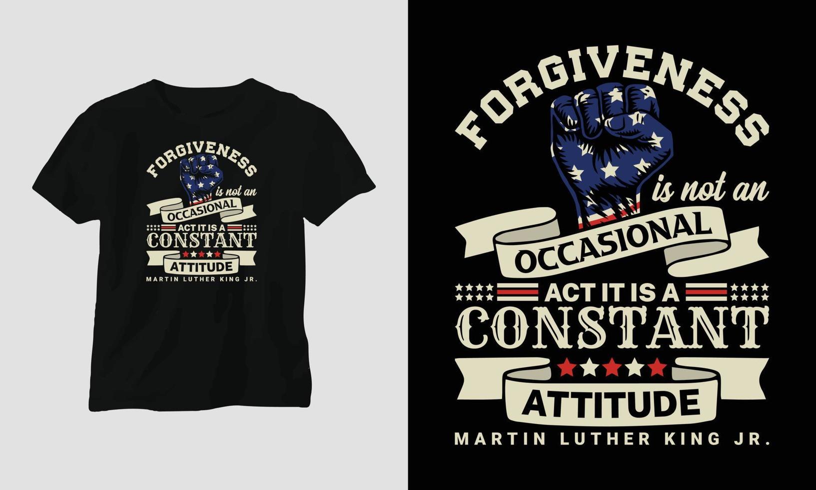 Martin Luther King jr. Day t-shirt Design in USA theme with ribbon, fist, flag vector