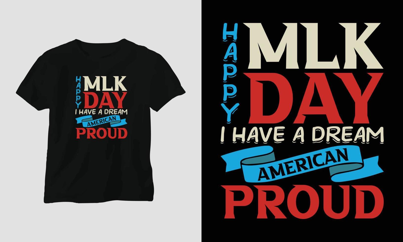 Martin Luther King jr. Day t-shirt Design in USA theme with ribbon, fist, flag vector