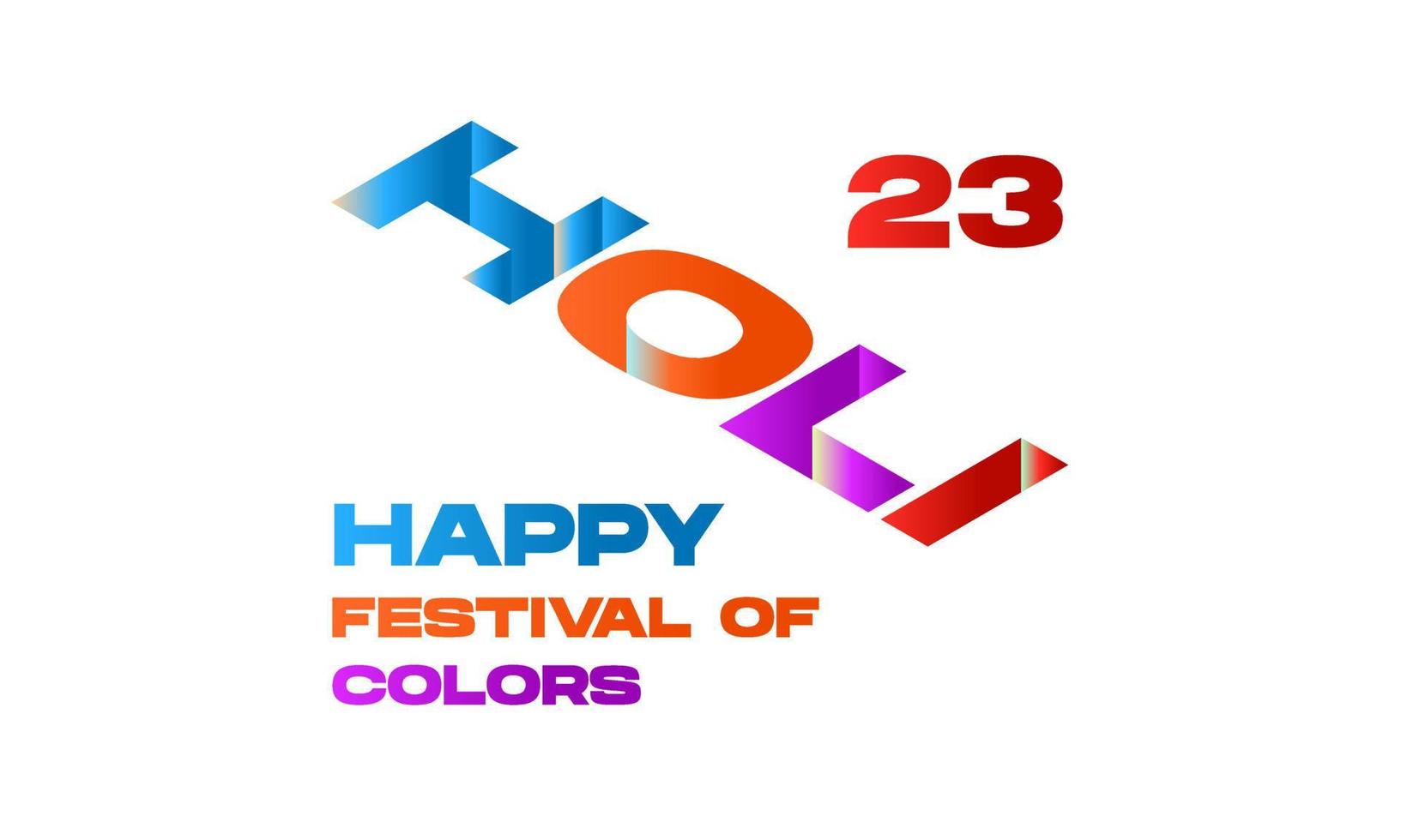 Happy Holi 2023 Greeting Card With Isometric Text Effect On White