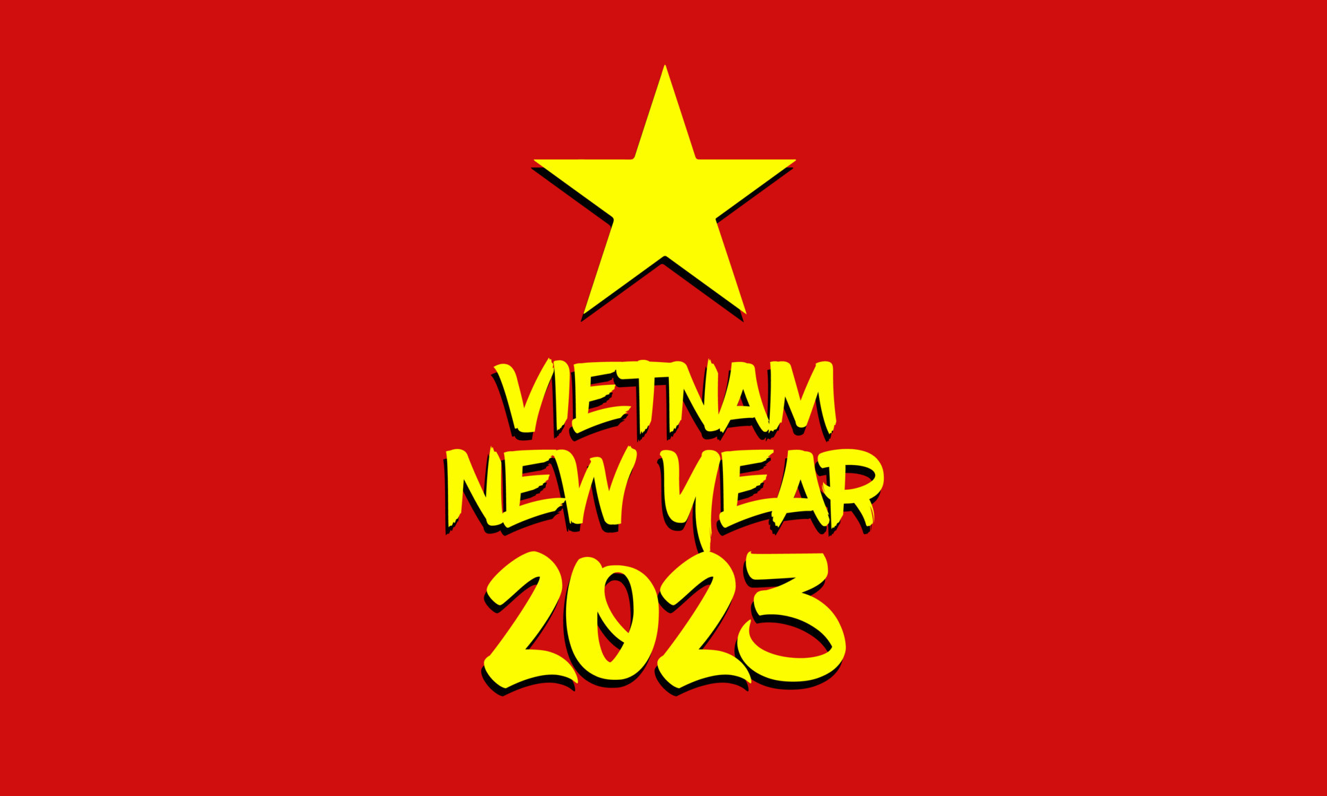 Vietnam new year greeting car with star and red background. Vector