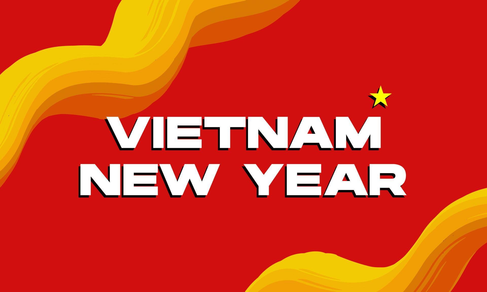 Vietnam new year greeting car with fluid wavy re background. Vector