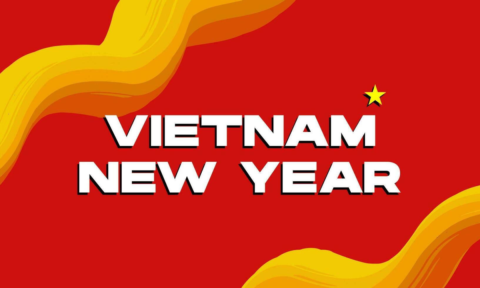 Vietnam new year greeting car with fluid wavy re background. Vector Illustration