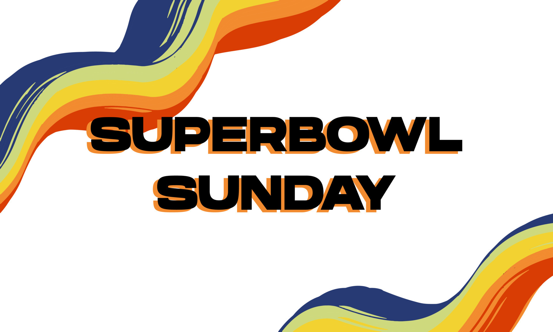 superbowl sunday greeting card with fluid wave and white background
