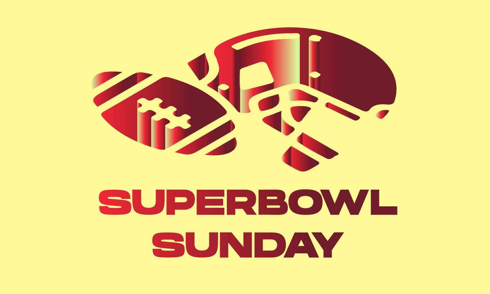 tarjeta de felicitación del domingo superbowl con fondo amarillo de casco y pelota. ilustración vectorial vector