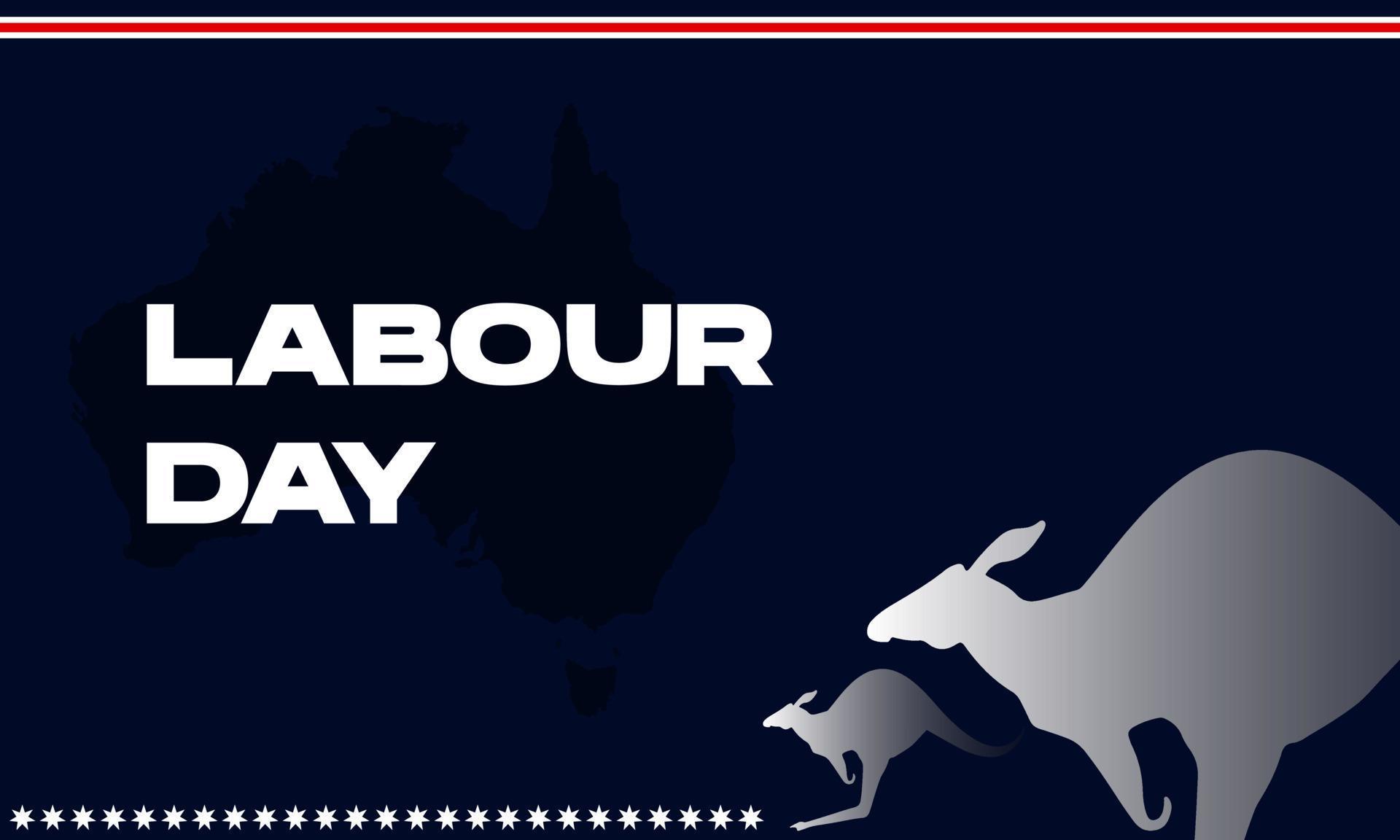 labour day australia banner, greeting card with kangaroo and blue