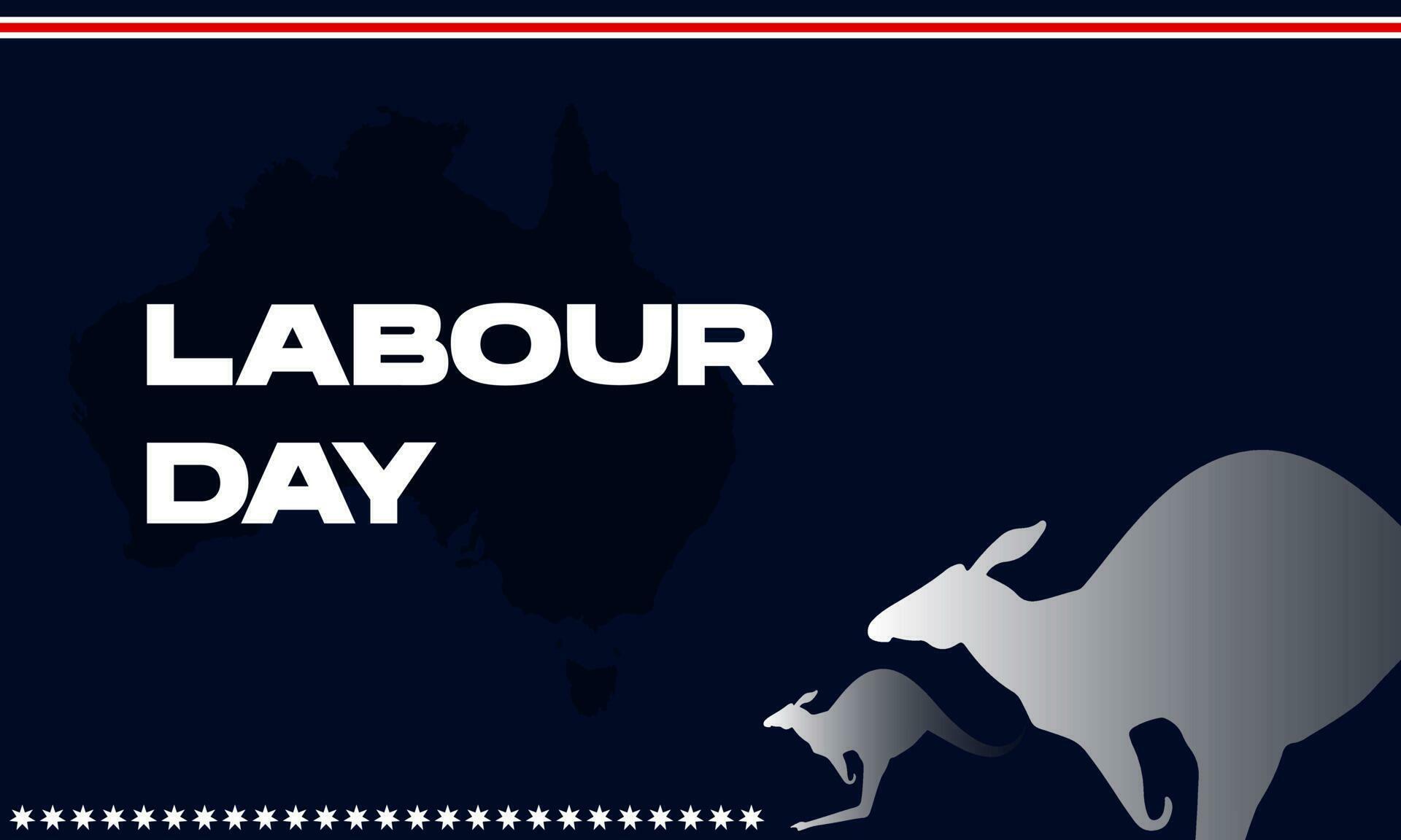 labour day australia banner, greeting card with kangaroo and blue