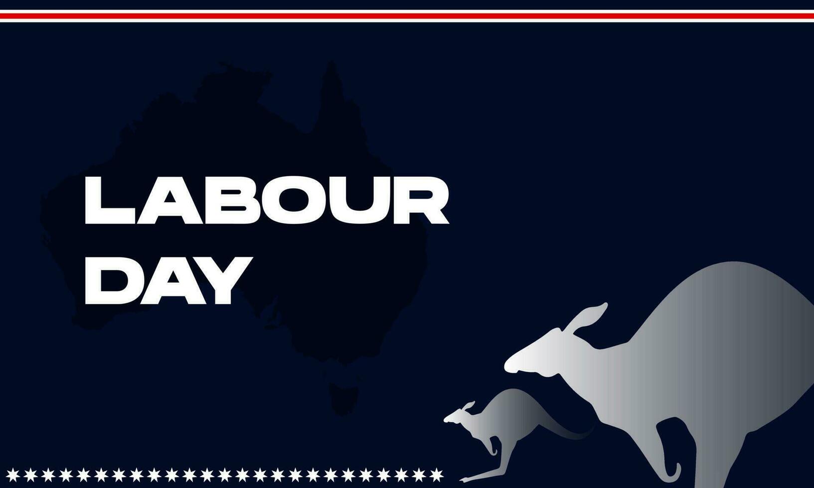 labour day australia banner, greeting card with kangaroo and blue