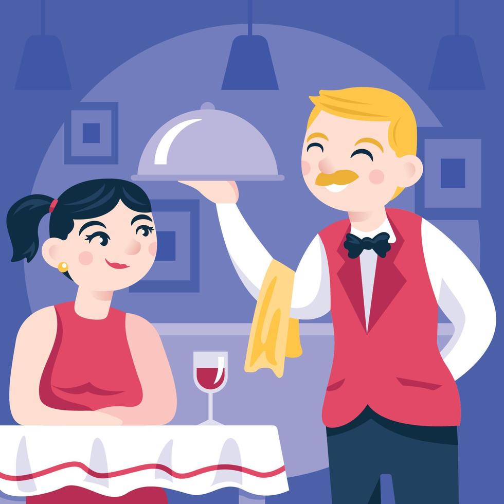 Character Focused Food Server 16081807 Vector Art at Vecteezy