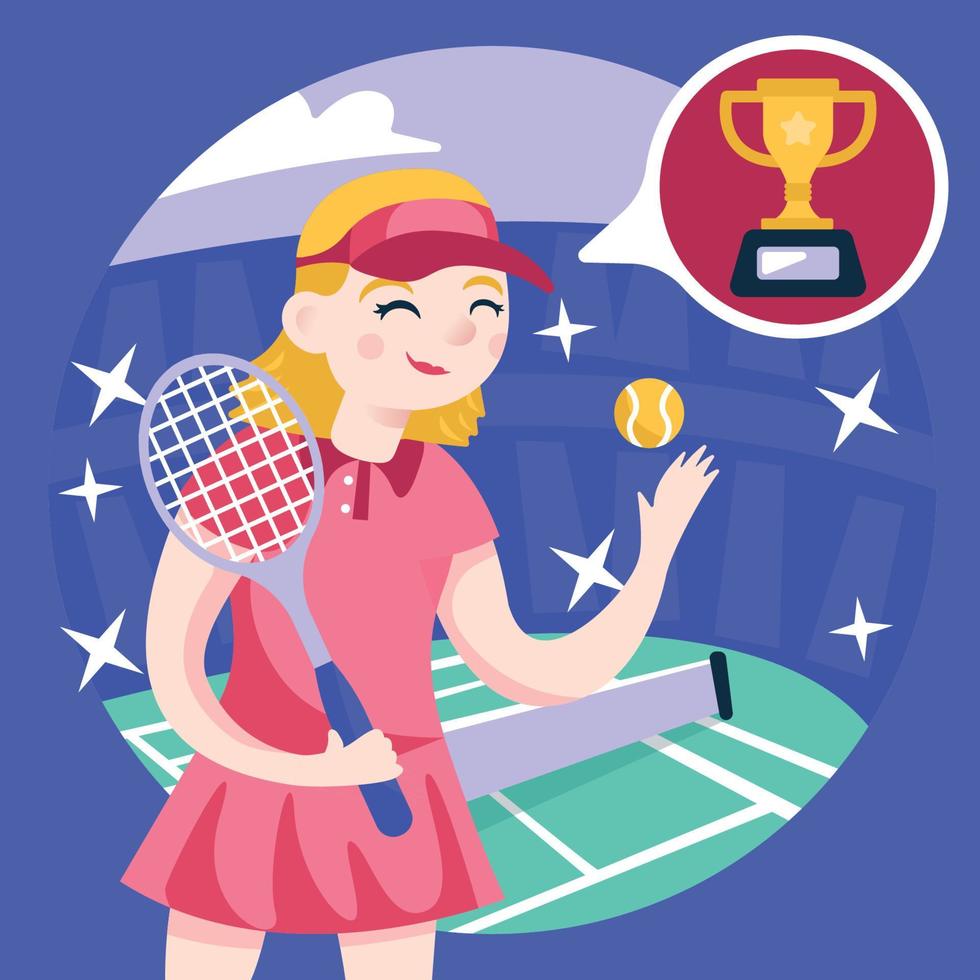 personaje centrado en el tenis femenino vector