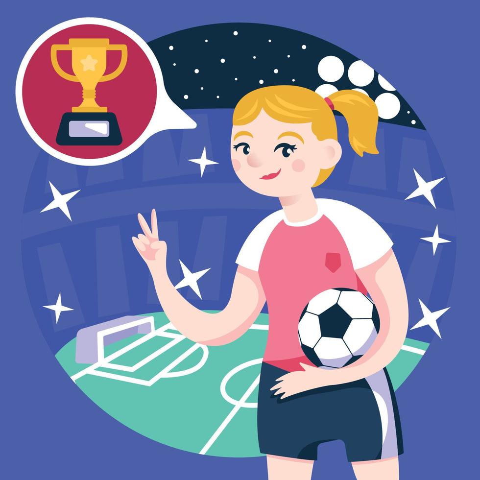 personaje centrado en el fútbol femenino vector