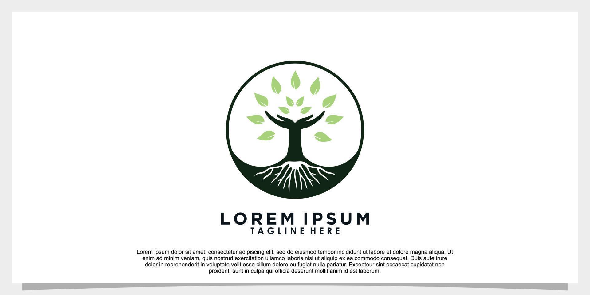 tree life and roots logo design with template vector