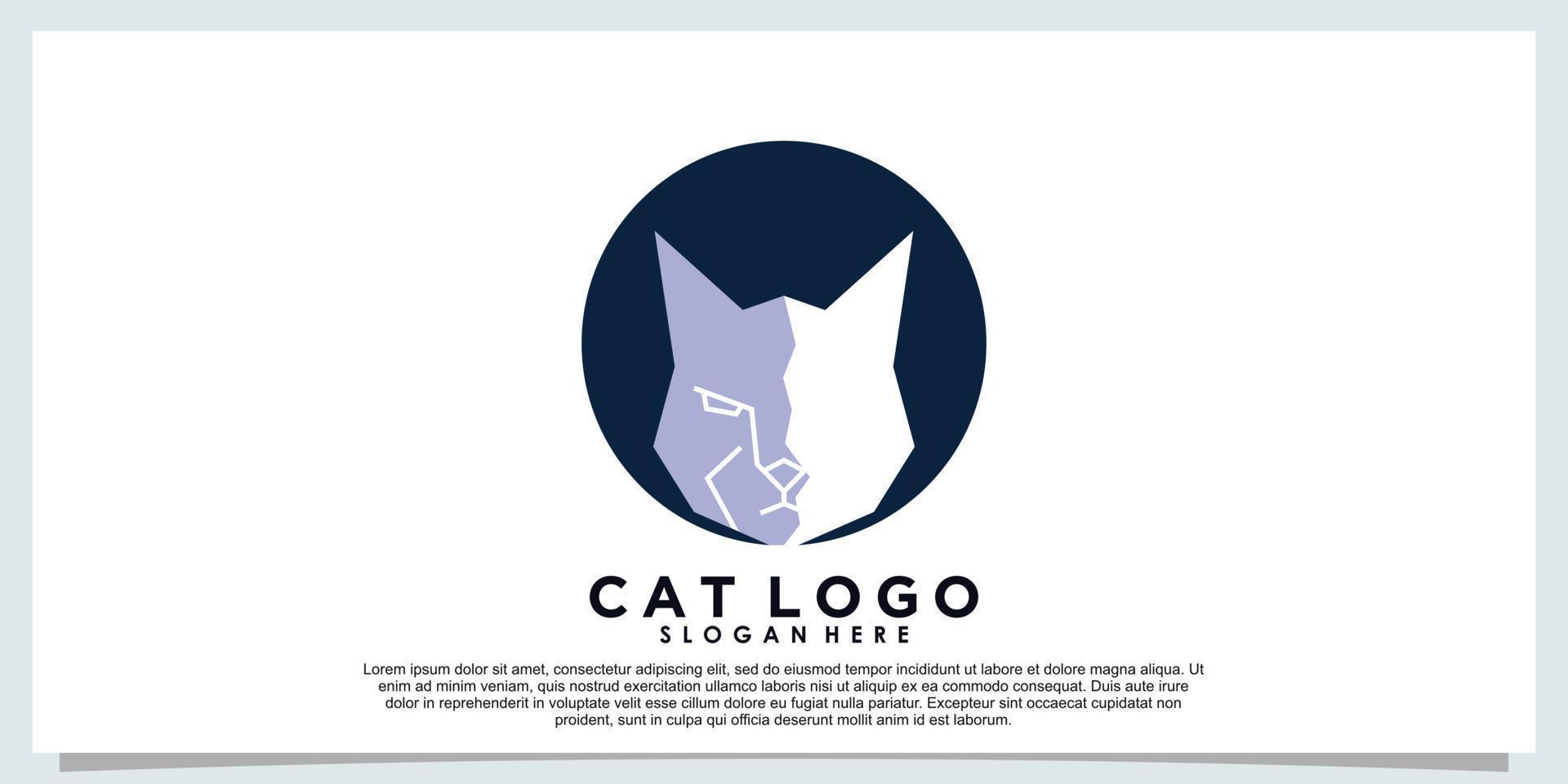 diseño de logotipo de cabeza de gato con concepto abstracto vector