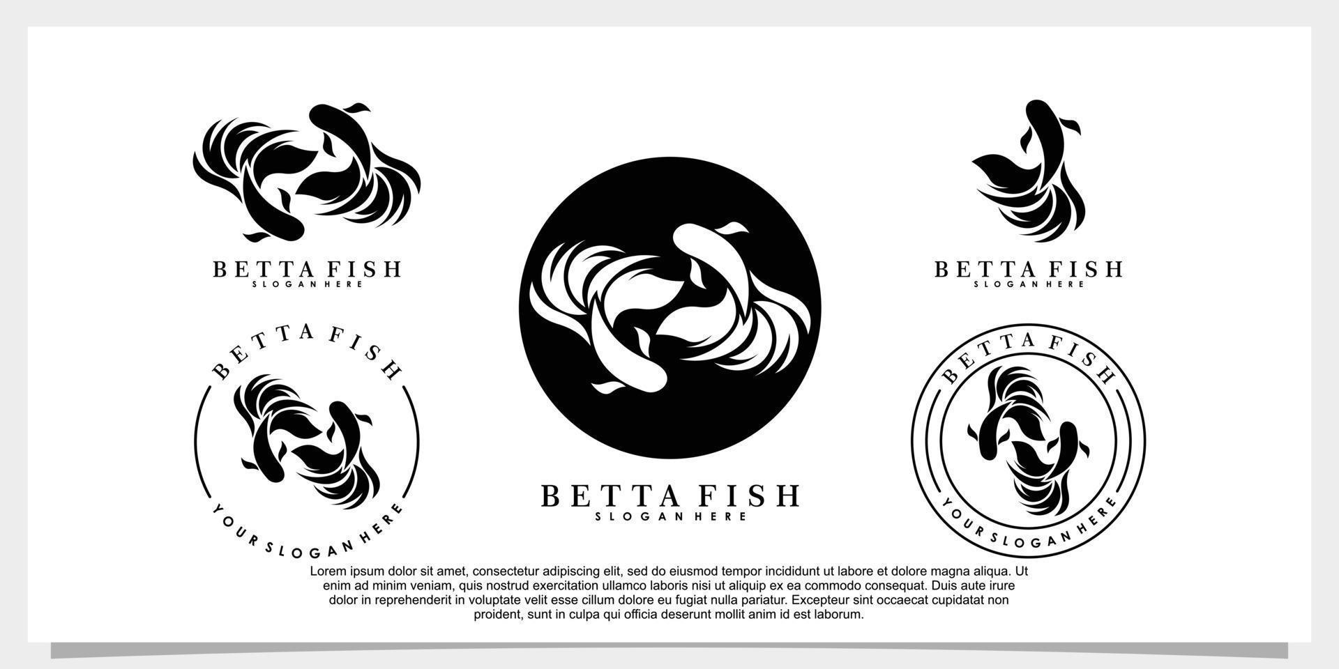 set of betta fish logo design with template vector