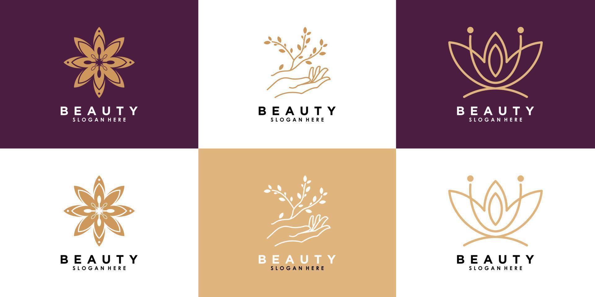 set of beauty spa logo design with creative absract for your salon business vector