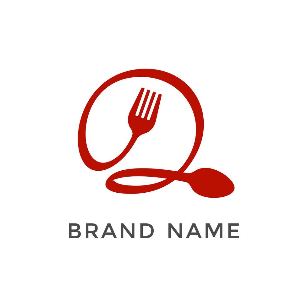 logotipo inicial de tenedor y cuchara q vector