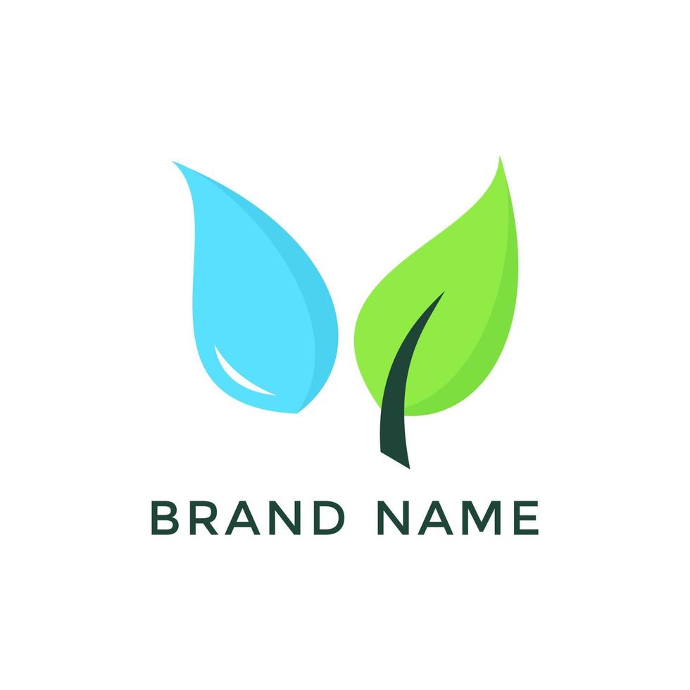 logotipo de agua y hojas vector